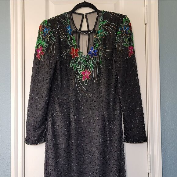 VINTAGE SCALA Beaded 80s Embellished Dress - Picture 2 of 16